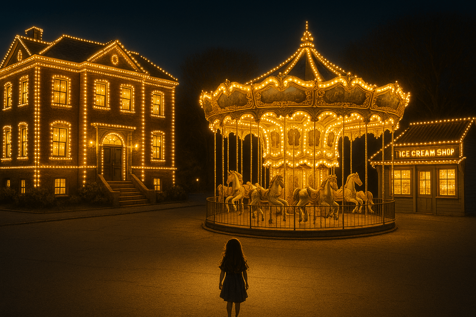 夜の遊園地