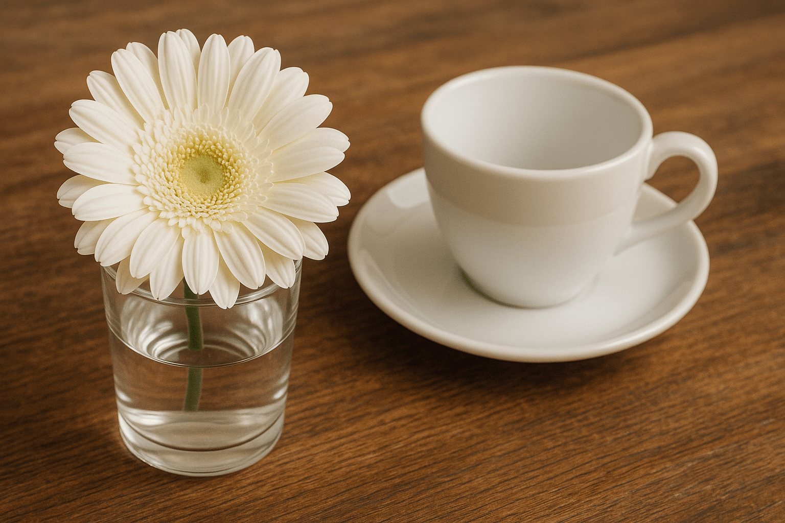 花とコーヒーカップ